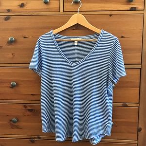 BANANA REPUBLIC Striped Linen V-Neck T-Shirt M